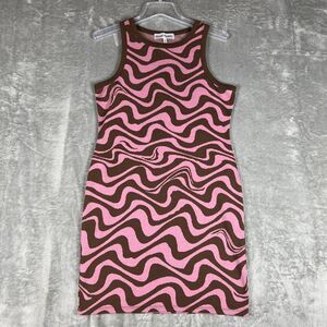 Pink Brown Zebra Print Dress Size Large Midi Mini‎ Poly/spandex Blend